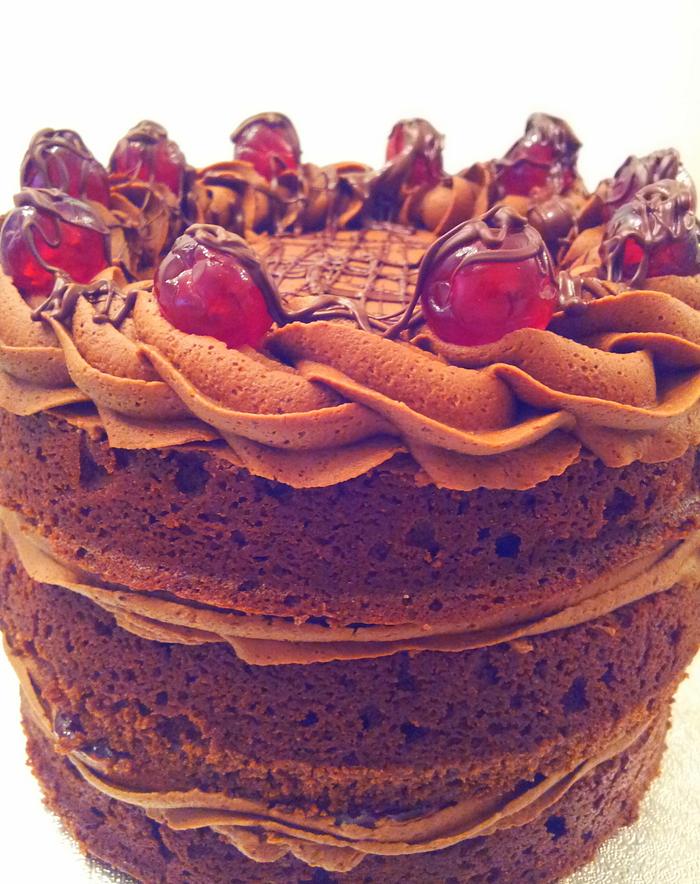 Chocolate & cherry birthday cake