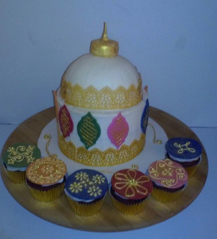 Moroccan Theme Cake and Cupcakes
