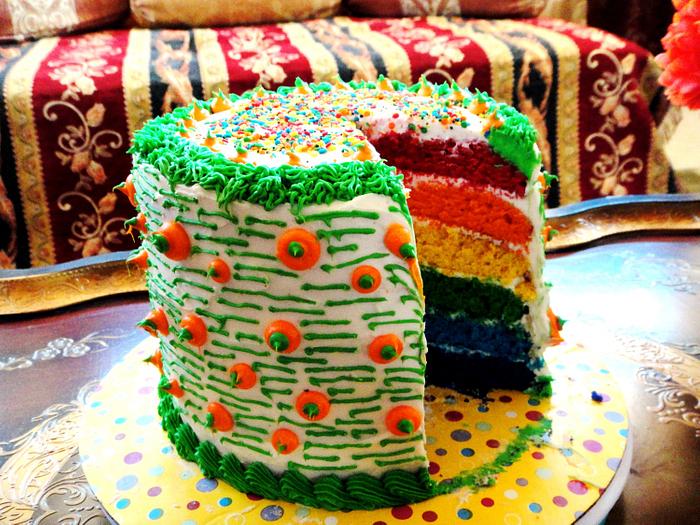"Can't Wait For Spring!" Rainbow Cake
