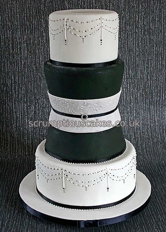 Black and White Tapered Wedding Cake
