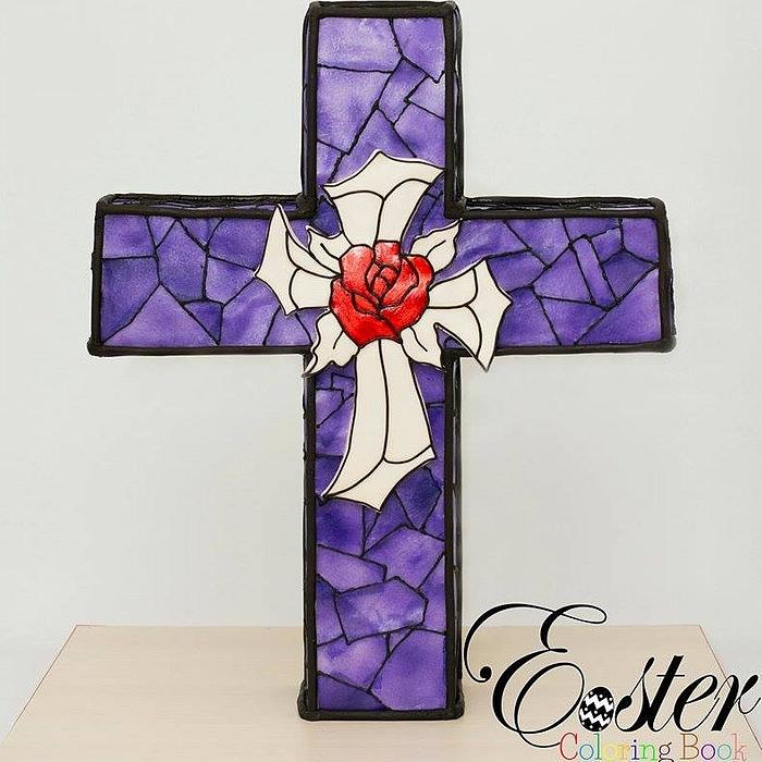 Stained Glass Easter Cross
