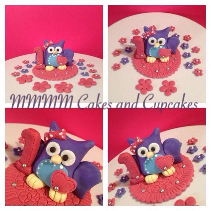 owl and flowers topper