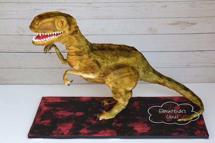 Velociraptor 3D sculpted cake