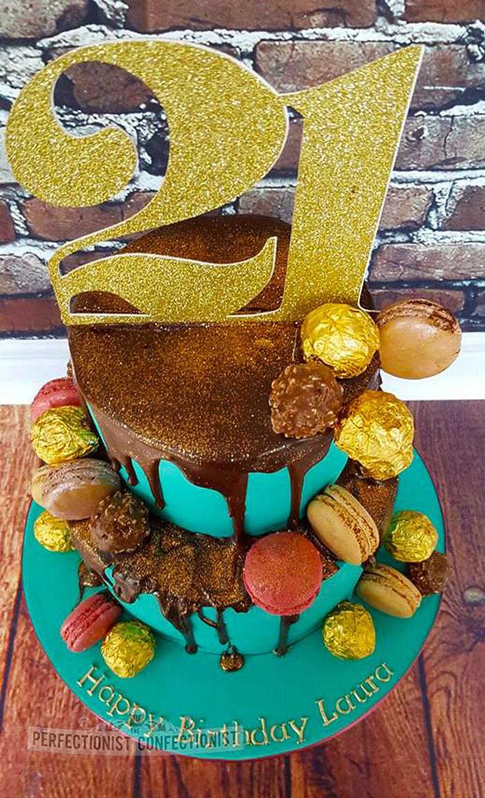 Laura - Chocolate and gold drip cake