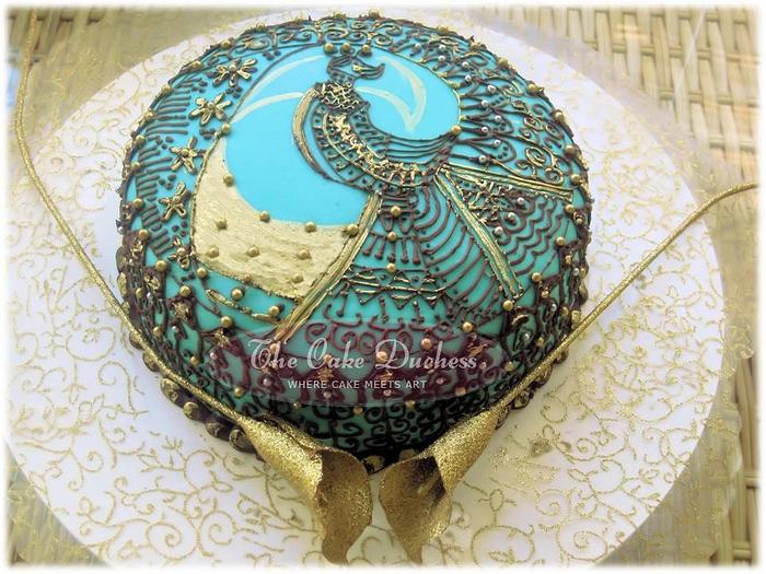 Tiffany Blue Peacock Cake