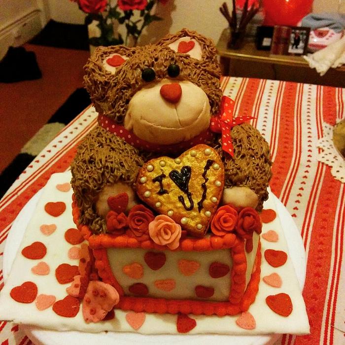 3D teddy cake for Valentine's day