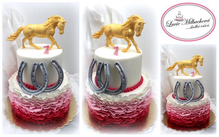 Cake with golden horse