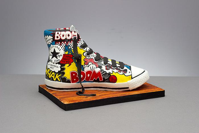 Kapow!! Comic Inspired Converse Trainer by The Honeybee Cakery...