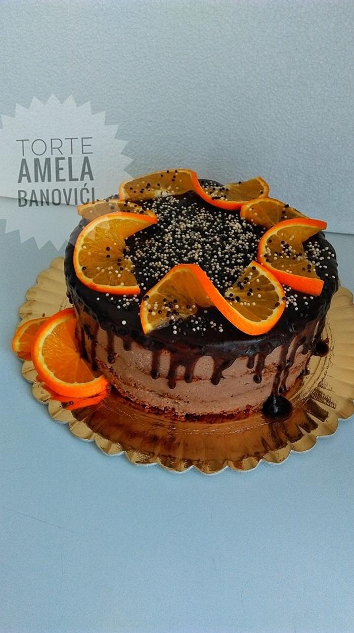 orange choco drip cake