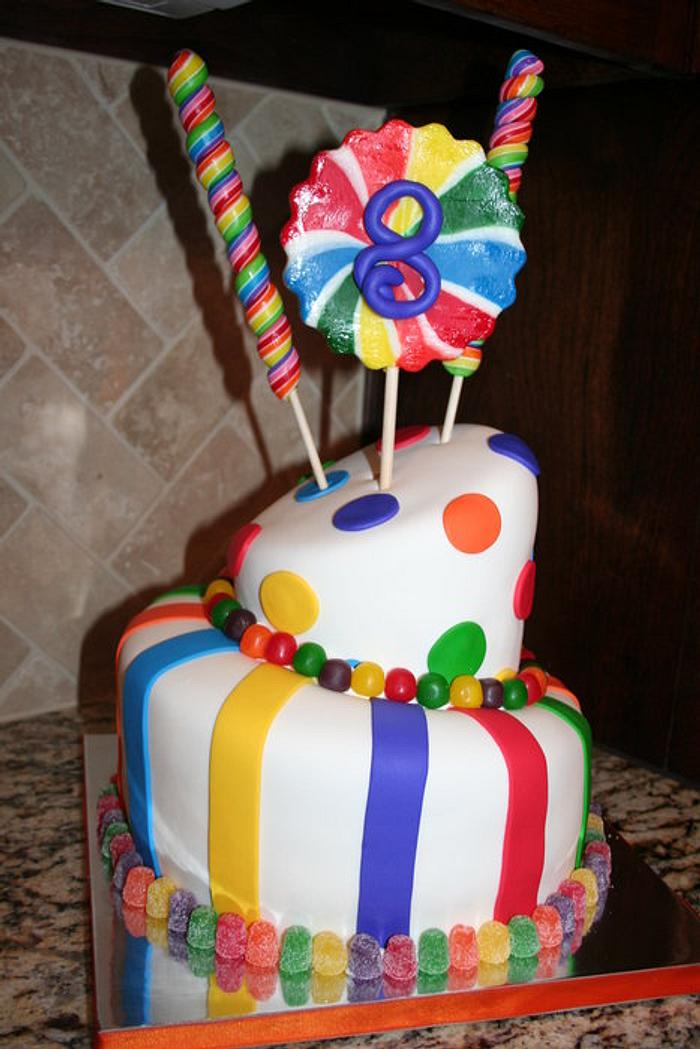 Lollipops and gum drops cake