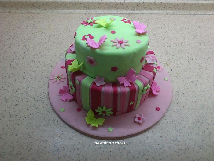 colorful butterflies cake 