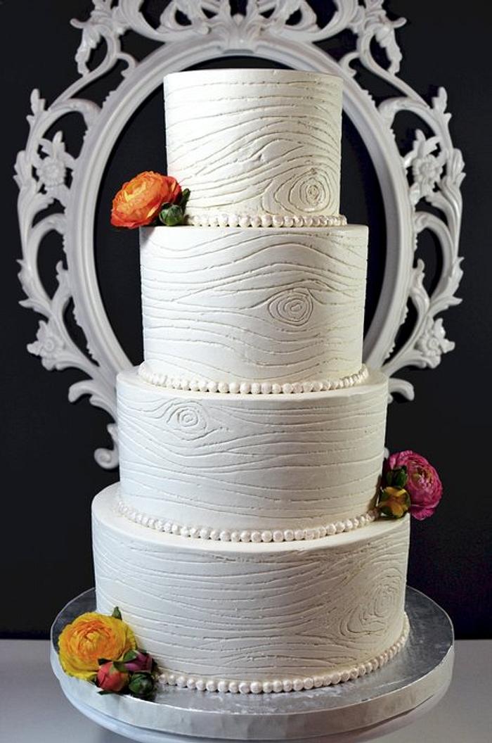 Buttercream Woodgrain Wedding Cake
