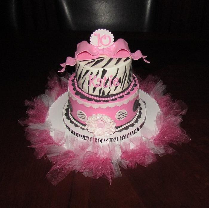 Pink and Zebra Print Cake