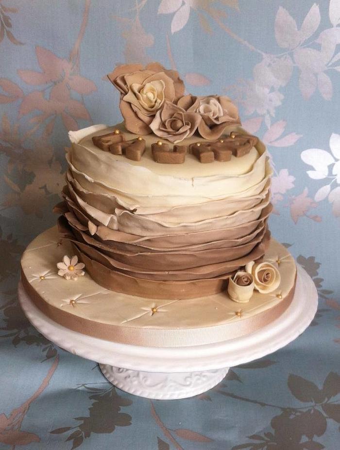 6 inch Chocolate Brown Ombre Ruffle Cake | Cupcake cakes, Cake, Chocolate  cake