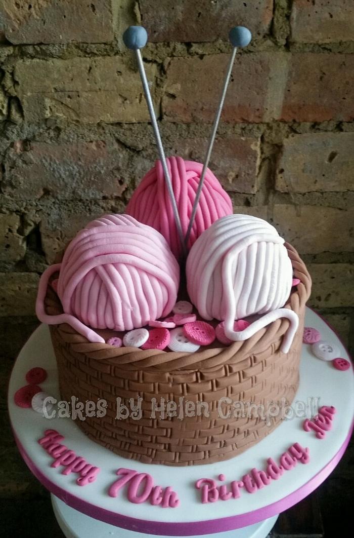 Knitting basket cake