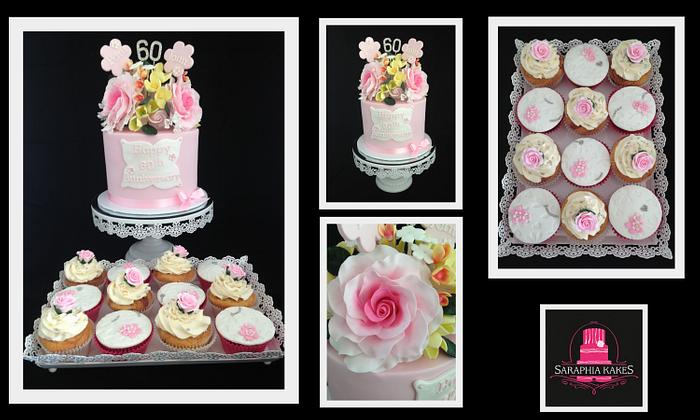 Pink Roses Anniversary Cake