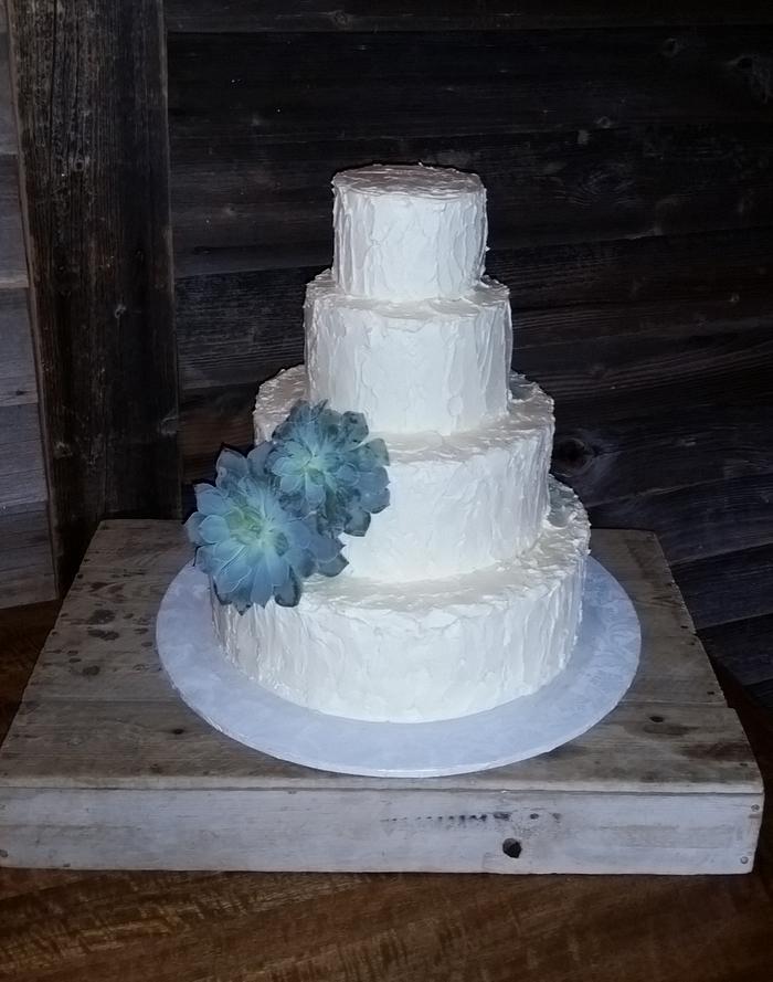 Textured succulent wedding cake