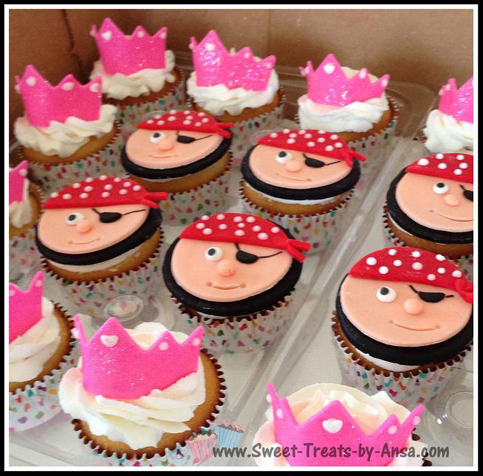 Princess and Pirates theme bday cupcakes