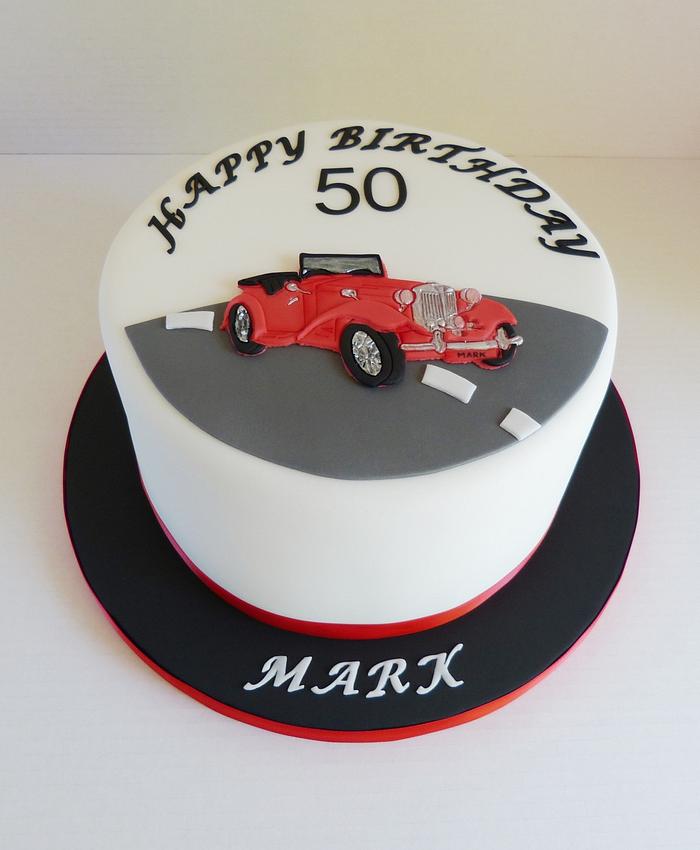 Vintage Classic Car 50th Birthday Cake