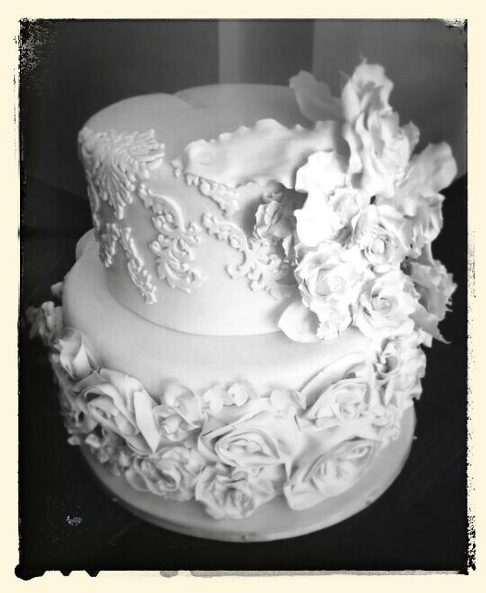 sheer white wedding cake 