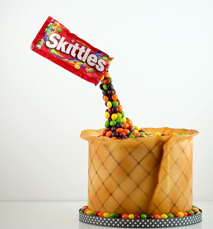 Skittles gravity cake