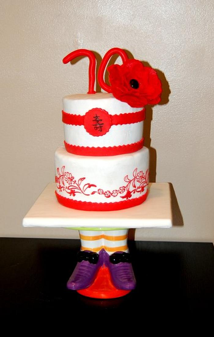red and white birthday cake
