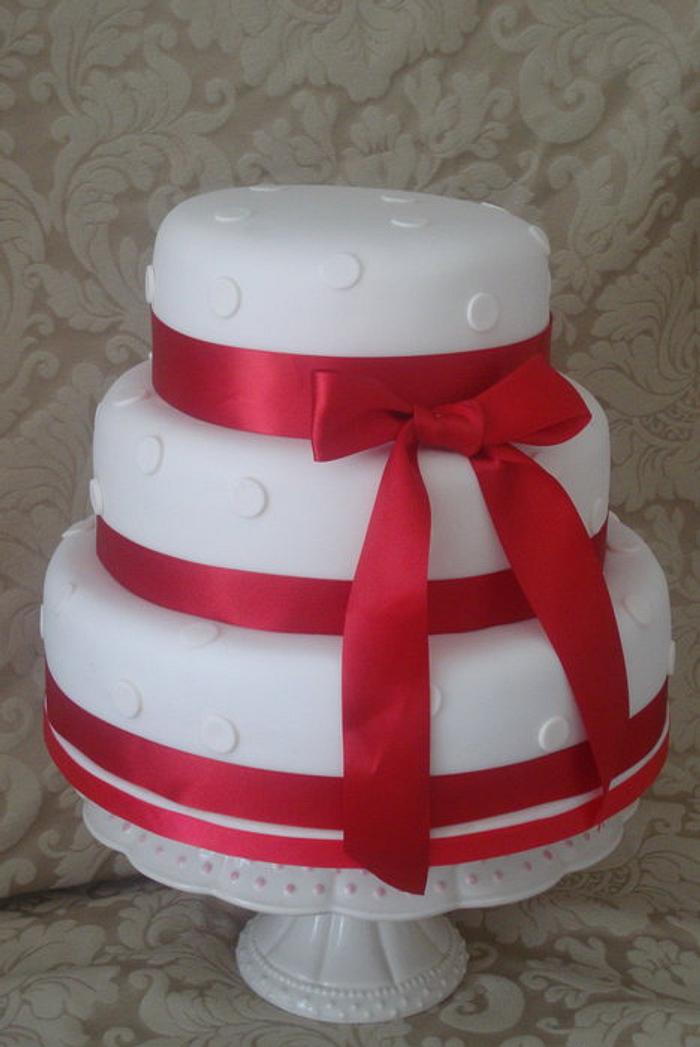 3 Tier Polka Dot Wedding Cake