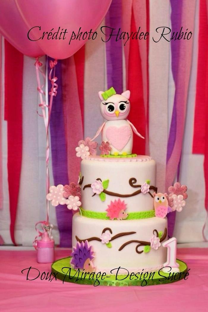 Owl pink cake