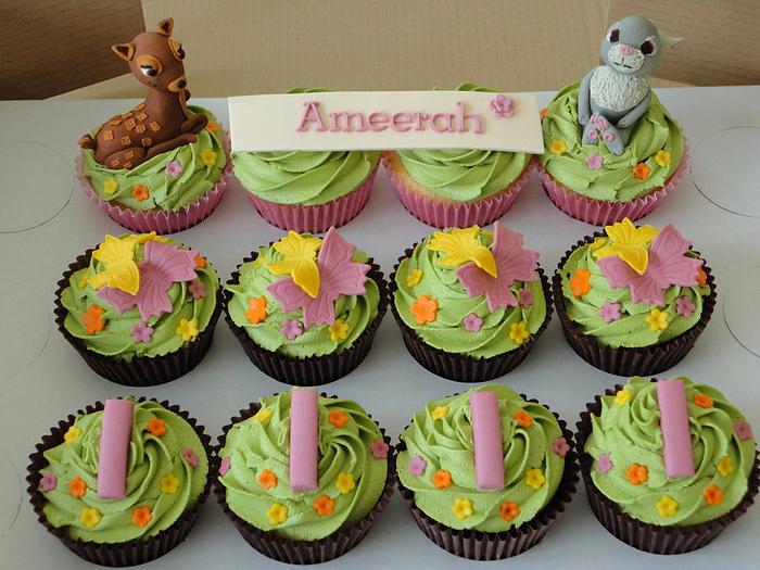 Bambi first birthday cupcakes