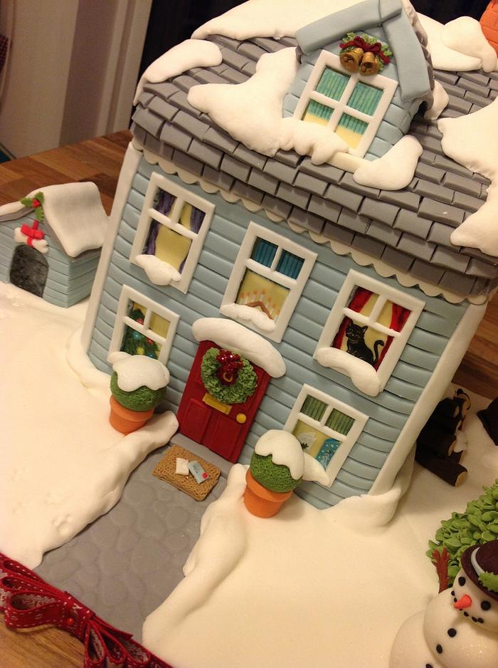 Christmas house cake