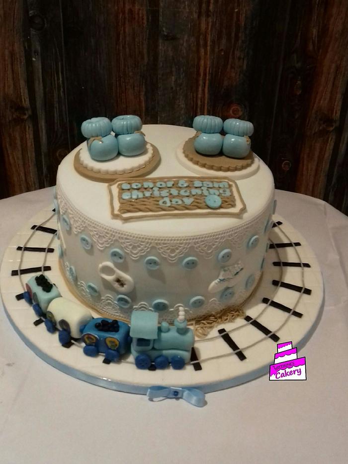 Twins Christening cake