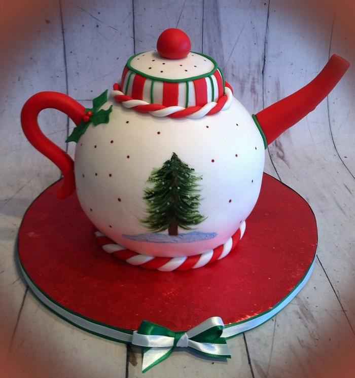 Handpainted Christmas teapot