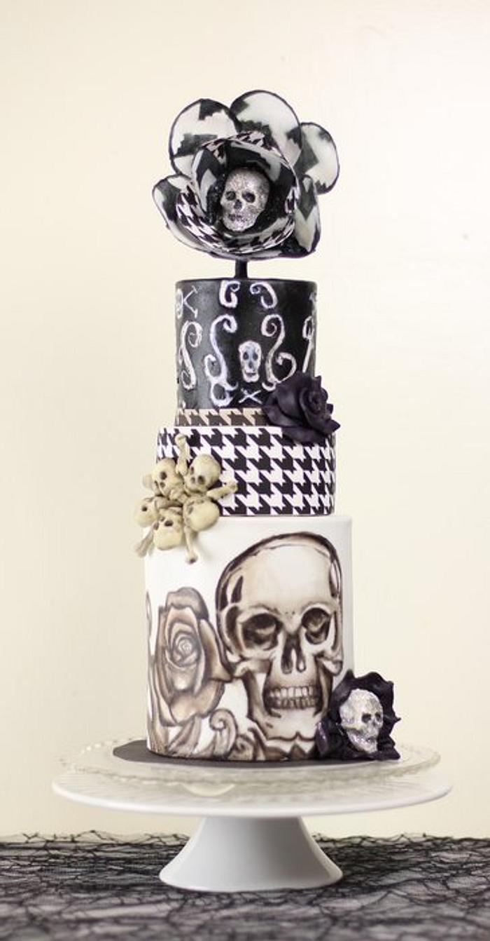 Skull and Houndstooth cake 