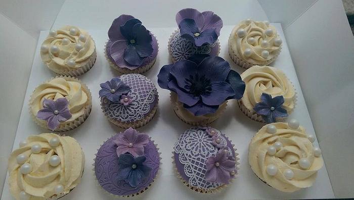 Purple Floral Lace Cupcakes