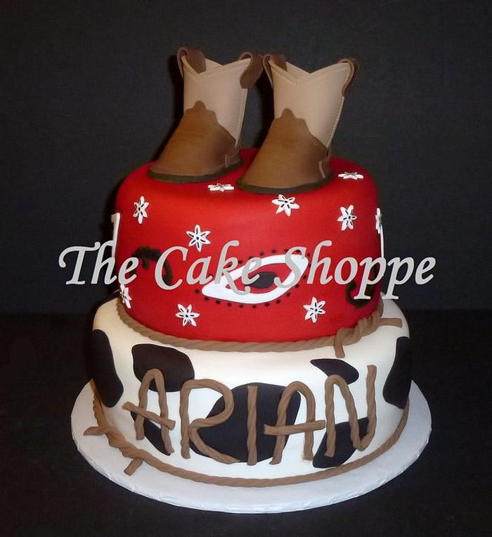 Western-themed baby shower cake