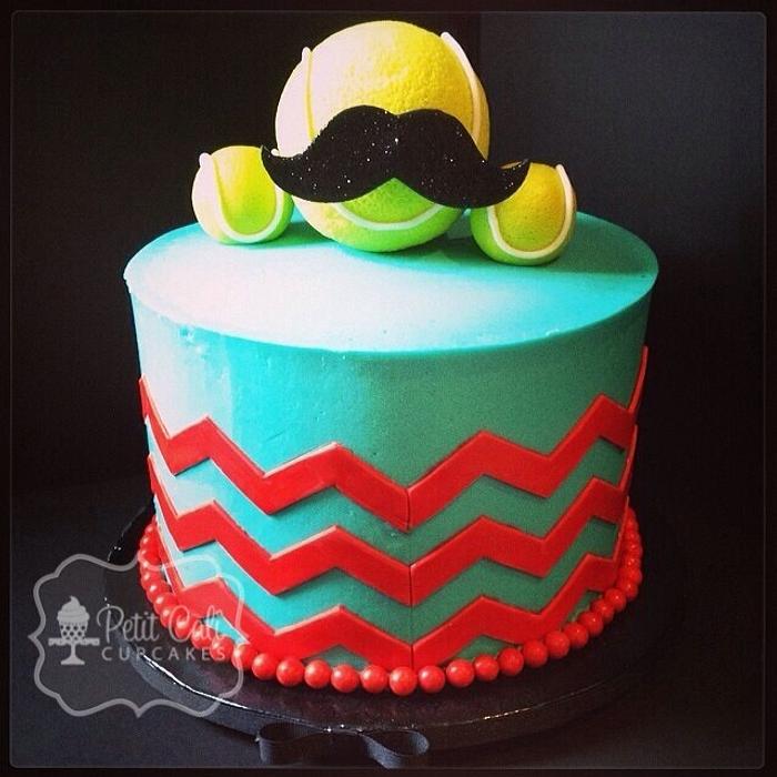 Mustache cake and cupcakes 