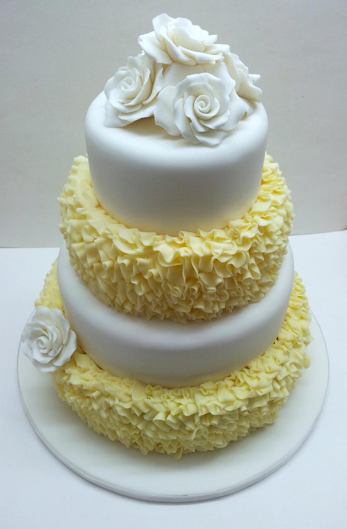 Messy Ruffle Buttercream Wedding Cake