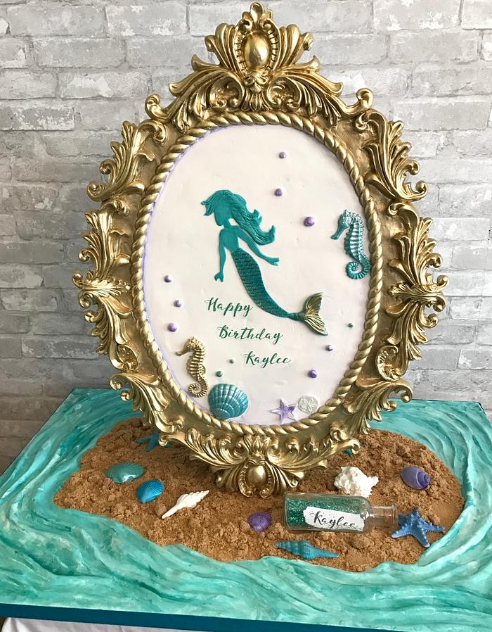 Little mermaid picture frame cake
