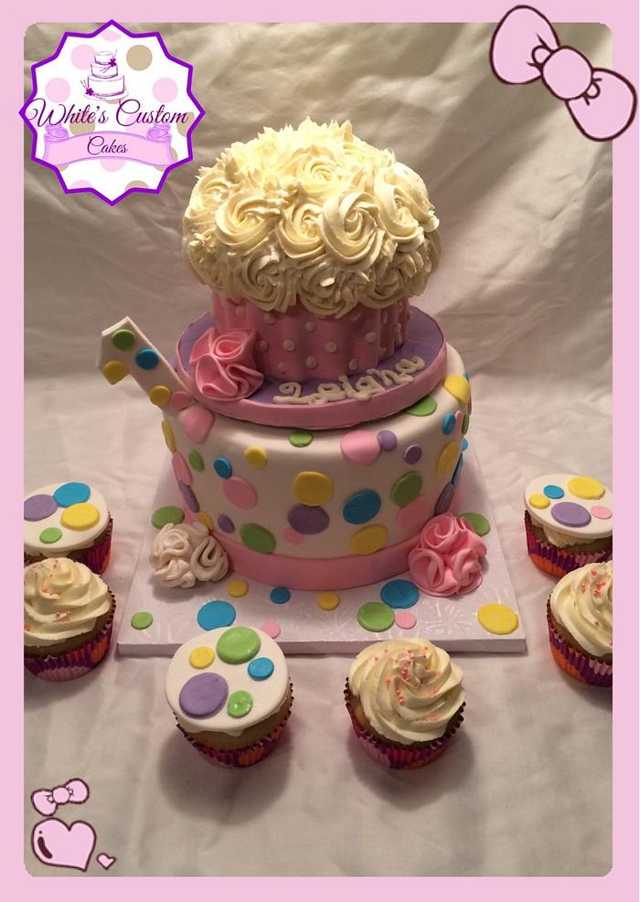 Polka dot first birthday cake
