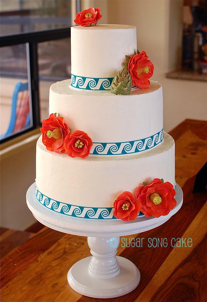 Southwestern Wedding Cake with Cactus Flowers