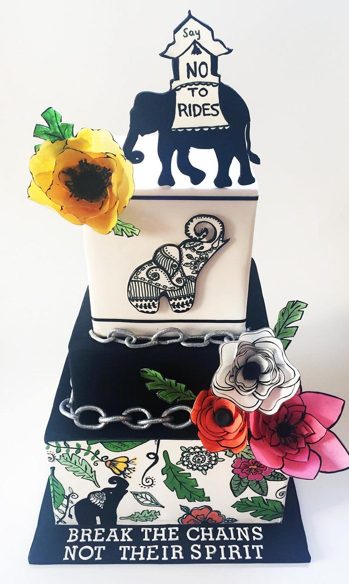 Hand painted elephant cake