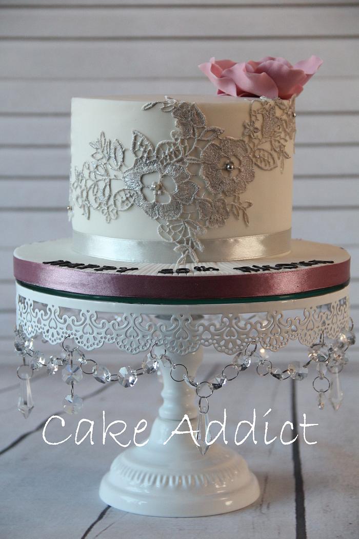 Cake with edible lace