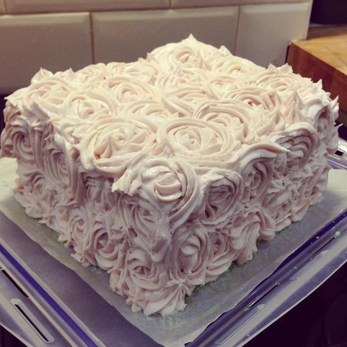 Rose swirl celebration cake