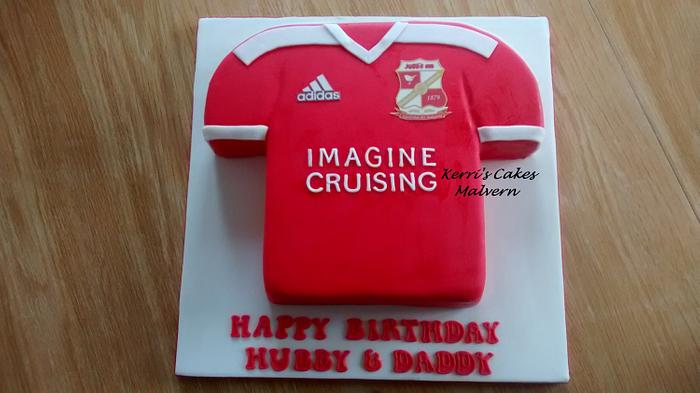 Hubby's Swindon Town FC shirt cake x