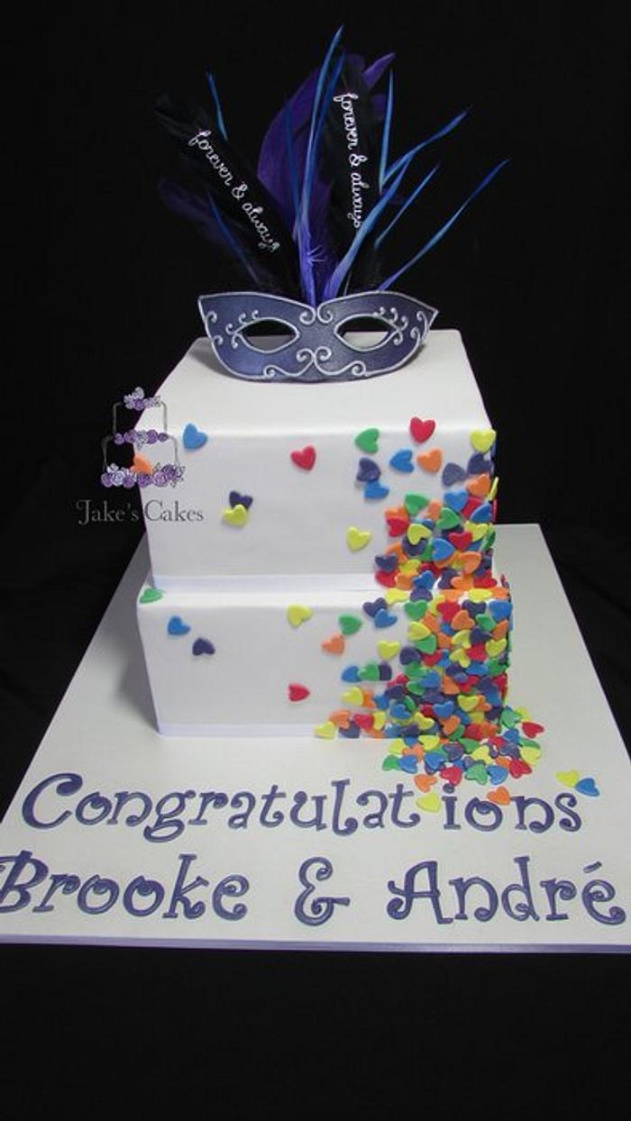 Confetti Heart Engagement cake