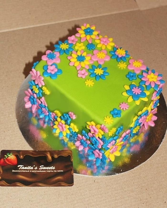 spring cake with flowers