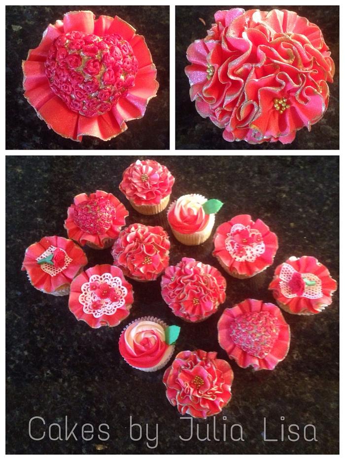 Ruffle themed Valentines Cupcakes