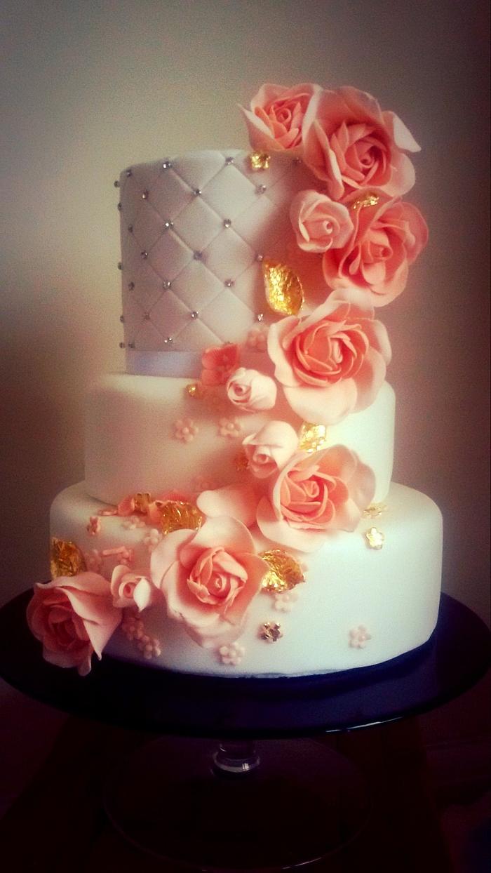 Peach wedding cake