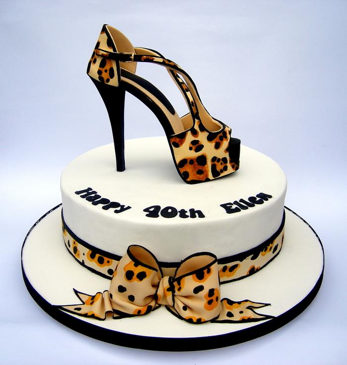 Leopard print shoe cake