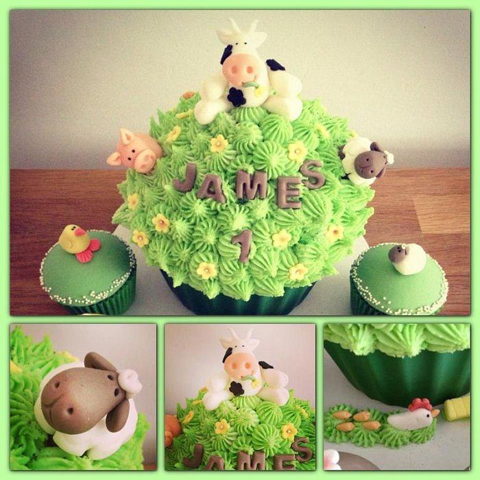 Farm scene giant cupcake